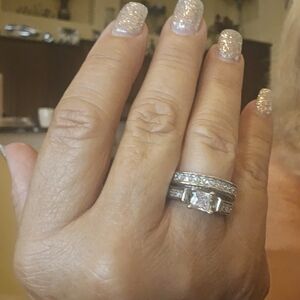 Ring set wedding band set silver great costume jewelry at its finest (7)